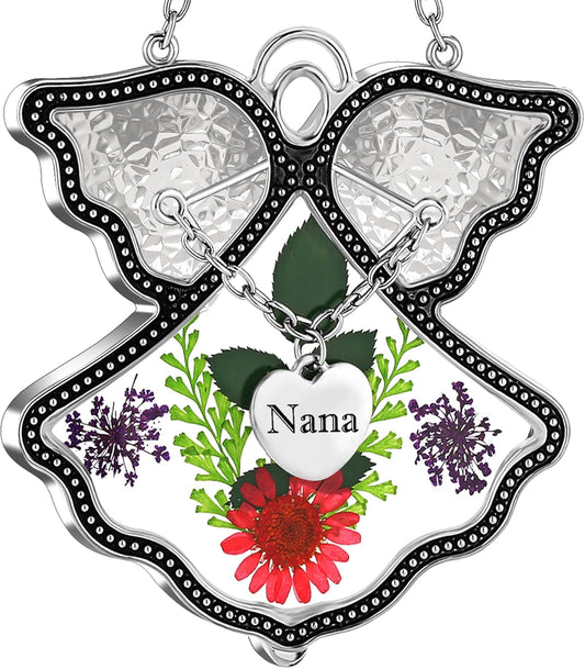 KY&BOSAM Angel Suncatcher Nana Stained Glass for Windows Hangings Wind Chime Home Decor with