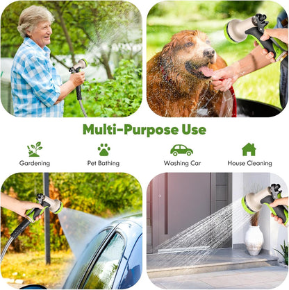Garden Hose 200ft, Stainless Steel Heavy Duty Water Hose with 10 Function Nozzle Flexible, Lightweight, No-Kink, Pet Proof, Puncture Proof Metal Hose for Yard, Outdoor