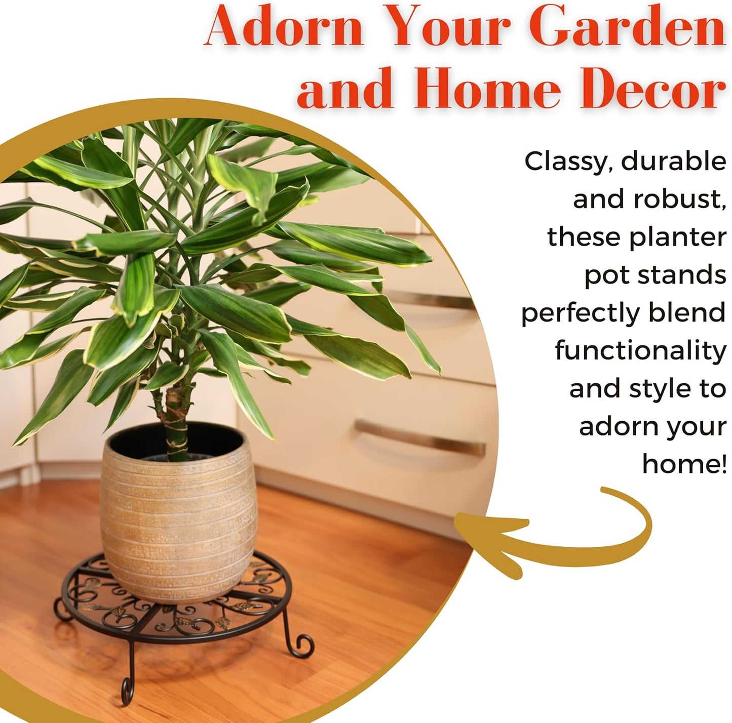 Metal Plant Stand – 2-Pcs Set 12-inch Outdoor and Indoor Plant Stand – Modern Plant Holder for Indoor and Outdoor Plants – 3-Inch Tall Planter Stand for Garden, Patio, Living Room, Balcony