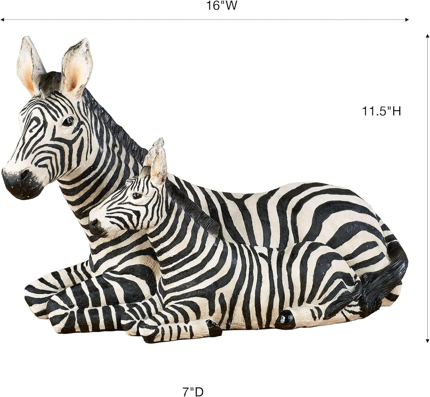 Touch of Class Zebra and Foal Table Sculpture - Resin - Black, White - African Safari Collectible for Bedroom, Living Room, Office, Bookshelf, Mantel, Entryway, Foyer, Nursery