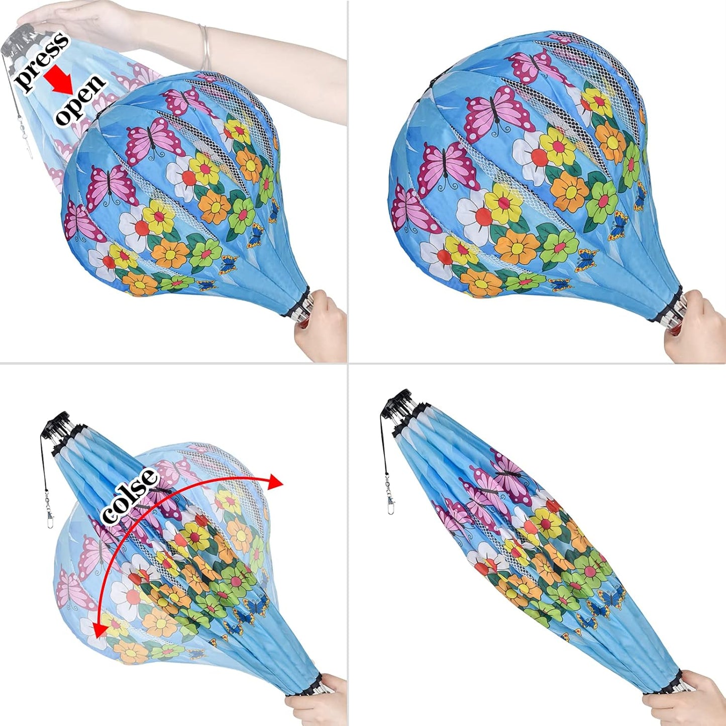 Giant Butterfly Hot Air Balloon Garden Wind Spinners Large Pinwheels Whirligigs Windmill Toys for Kids Yard Decor Lawn Decorations Outdoor Whirlygig Windmills Wind Twister Everyday 59" L 2Pack