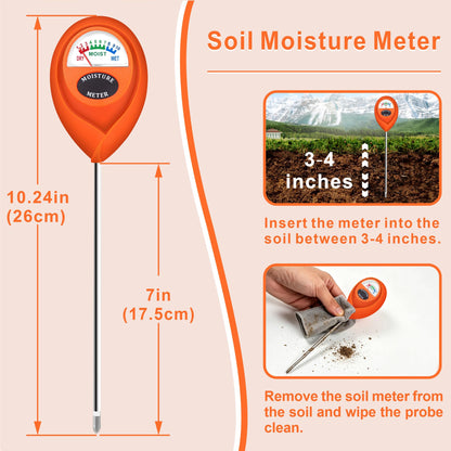 XLUX Orange 2 Pack Soil Moisture Meter, Garden Lawn Indoor Outdoor Use, Battery-Free