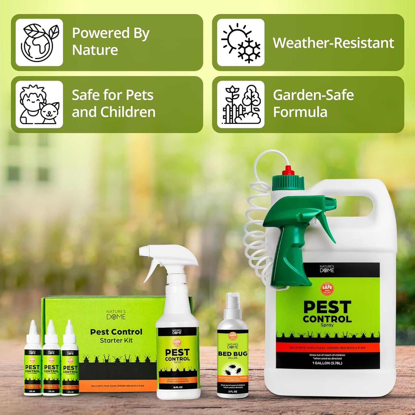 Nature's Dome Eco-Friendly Pest Control Spray – Ant, Roach, Spider, Fly, Flea and Insect Control with Natural Essential Oils – Fast-Acting, Child & Pet Safe for Indoor & Outdoor (1 Gallon)