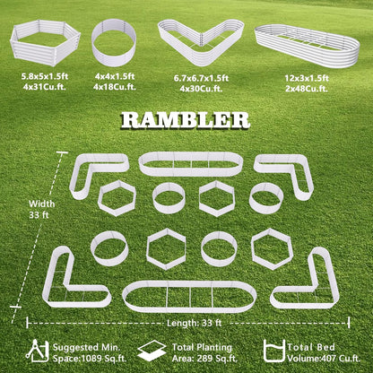A ANLEOLIFE 14-Pack Deep Root Galvanized Raised Garden Beds Outdoor for Planting Vegetables Flowers Herb, Antique White