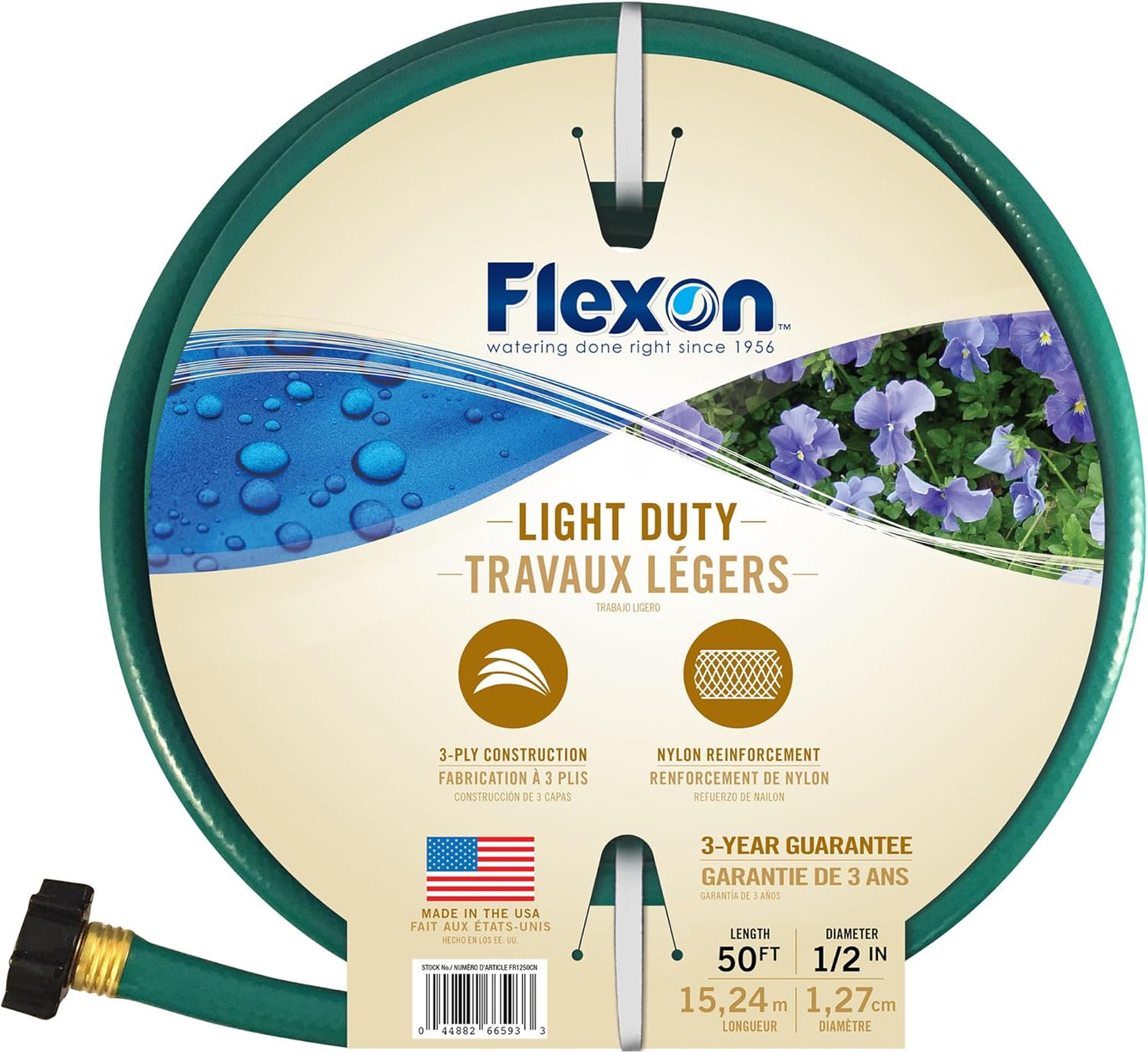 Flexon 1/2-Inch by 50-Foot Reinforced Garden Hose FR1250,Green (Pack of 5)