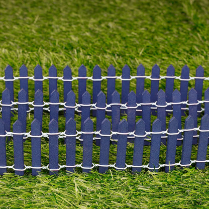 Mini Fairy Garden Fence, 35.5x2 Inch Cuttable Small Wood Picket Fence, DIY Miniature Accessories Decoration for Dollhouse, Crafts, Vegetable Platter, Cake(Dark Blue)