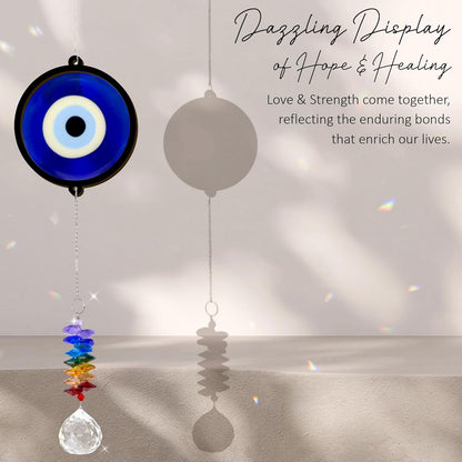 2 Layered Ornament Suncatcher - Blue Evil Eye - Good Luck Protection Presents - Protective Amulet Birthday Gifts for Women, Men - Home Decorations - Window Hanging Decor