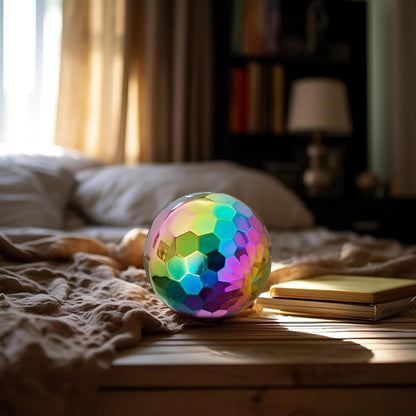304 Stainless Steel Gazing Ball Sculptures Diamond Ball Decoration Mirror Hollow Decor Ball Reflective Garden Sphere Hollow Metal Ball Ornament Statues Gazing Globe for Home Garden (Rainbow 8 inch)