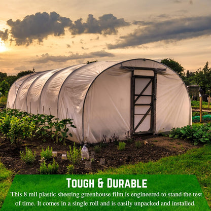 Farm Plastic Supply - Clear Greenhouse Plastic Sheeting - Ultra Durable - 8 mil - (13' x 75') - 4 Year UV Resistant Polyethylene Greenhouse Film for Gardening, Farming, Agriculture