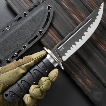 Sitivien ST29 Fixed Blade Knife, AUS-10 Steel Blade G10 Handle Full Tang Bowie Knife for Outdoor Camping Hunting Fishing Working(Black)