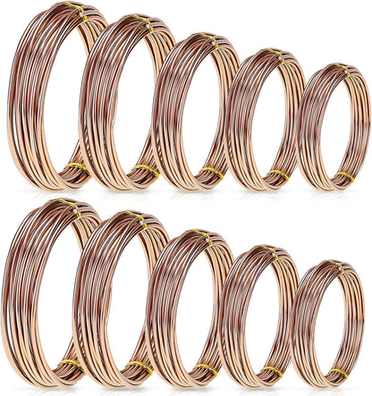 Hotop 10 Rolls Bonsai Wires Anodized Aluminum Bonsai Training Wire in 5 Sizes - 1.0 mm, 1.5 mm, 2.0 mm, 2.5 mm, 3.0 mm, Total 164 Feet (Brown)