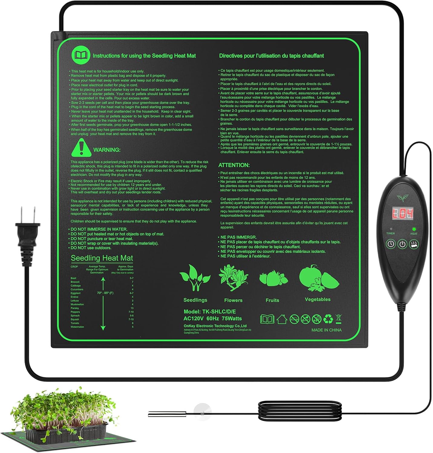 20"x 20" Seedling Heat Mat with Digital Thermostat Controller, Waterproof Plant Heating Mat Pad for Seed Plants Starter/Warm Hydroponic/Grass/Reptile/Sourdough/Indoor Growing