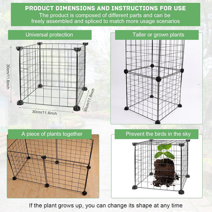 40 Set Wire Plant Cages for Plants Protect from Rabbits,Square Wire Plant Cages for Plants DIY Metal Net