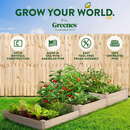 Greenes Fence Original Pine Raised Garden Bed, 4' x 12' x 7-14" - Made in USA with American Pine