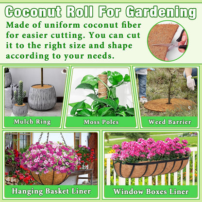 ZeeDix 16 x 120 inches Thickened Coco Liner Roll for Planters- Natural Coconut Flower Basket Liners Coco Coir Mat for Plants Flowers Vegetables Reptiles Carpet
