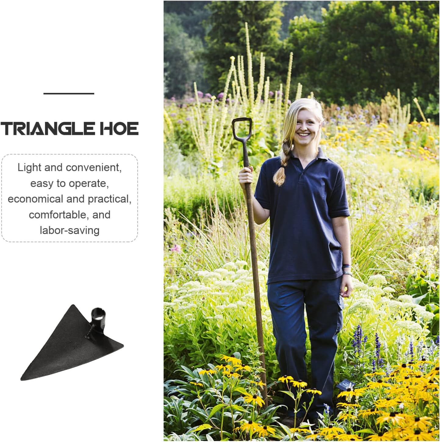 DOITOOL Triangle Hoe Steel Garden Digging Hoe for Weeding Planting Digging Soil, Gardening Hoe Hand Held Digging Hoe Garden Tool, 27X20cm (Silver Gray)