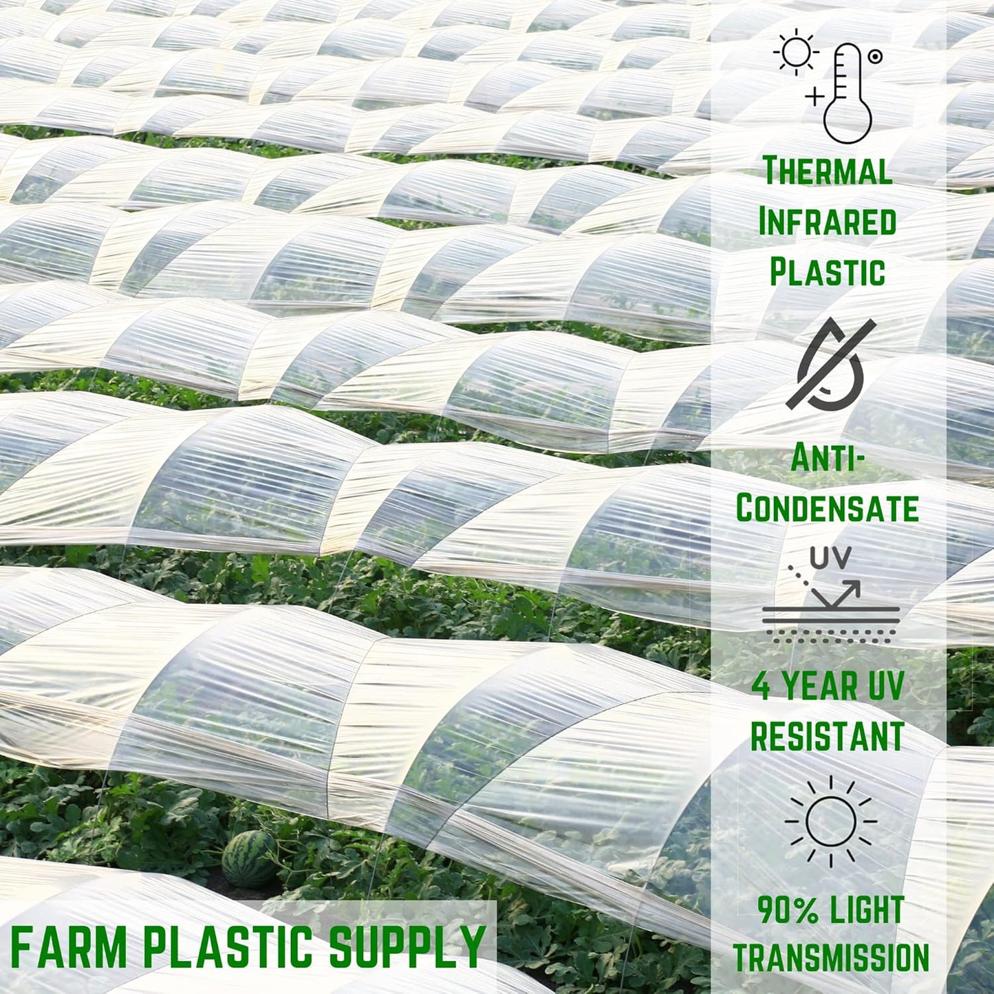 Farm Plastic Supply - Clear IRAC Greenhouse Plastic Sheeting - 6 Mil - (20' x 40') - 4 Year UV Resistant Infrared Anti-Condensate Green House Covering Thermal Greenhouse Plastic 6 mil