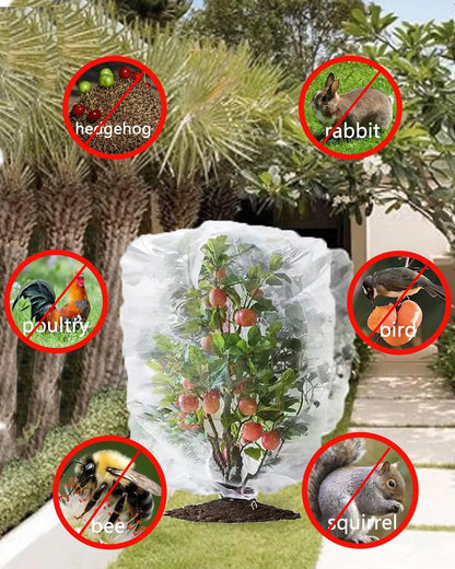 4 Pack Large Fruit Tree Netting, 5.9 x 5.9 Ft Blueberry Tomato Protection Net with Zipper & Drawstring, Insect Bird Barrier Netting Plant Covers for Fruit Vegetable Trees, Flower, Bushes in Garden