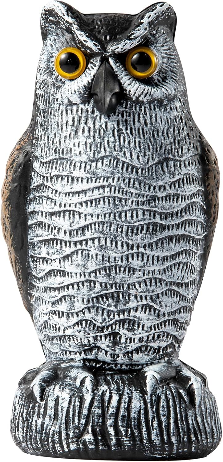 OFFO Bird Scare Devices Plastic Owl Scarecrow for Halloween Decorations Outdoor Garden, Yard, Pool Decoration, 8.3 in Height, Brown and White