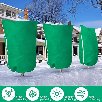2 Pcs Plant Covers Freeze Protection Extra Large Frost Cloth Plant Covers with Zipper Drawstring Winter Cold Weather Frost Blankets for Outdoor Palm Fruit Tree and Shrubs (10 x 10 ft,Green)