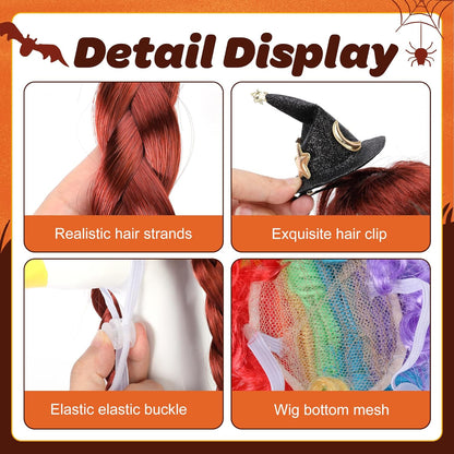 DECOHS 3 Pcs Halloween Porch Goose Wigs, Funny Lawn Statue Goosey Braid Wigs with Hair Clip, Garden Goose Outfits Costume Witch Clown Wigs Accessories for Halloween Decor Outdoor Patio Yard Statue