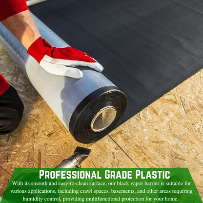 Farm Plastic Supply - Crawl Space Vapor Barrier - 10 Mil - Black Vapor Barrier, Thick Plastic Sheeting, Heavy Duty Polyethylene Film, Drop Cloth Covering for Crawlspace, Basement (20' x 100')