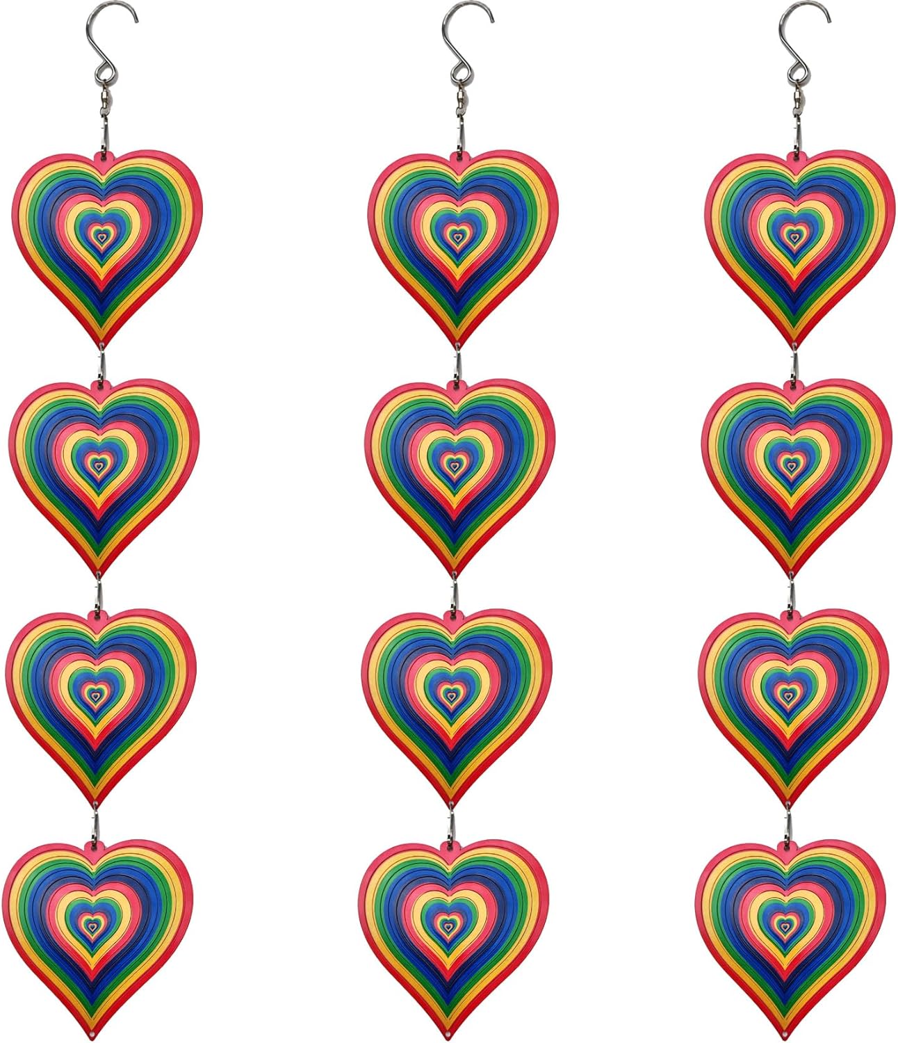 DJUAN Wind Spinners Outdoor Garden Decor,Colorful Heart Metal Hanging Ornaments for Yard Lawn Window Ceiling Home Christmas Day Party Wedding Decoration, Birthday Gifts for Mom Grandma Women Aunts