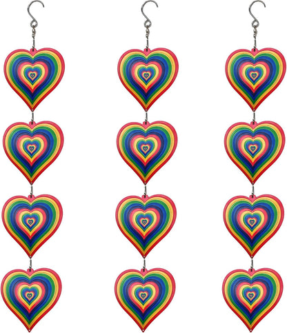 DJUAN Wind Spinners Outdoor Garden Decor,Colorful Heart Metal Hanging Ornaments for Yard Lawn Window Ceiling Home Christmas Day Party Wedding Decoration, Birthday Gifts for Mom Grandma Women Aunts