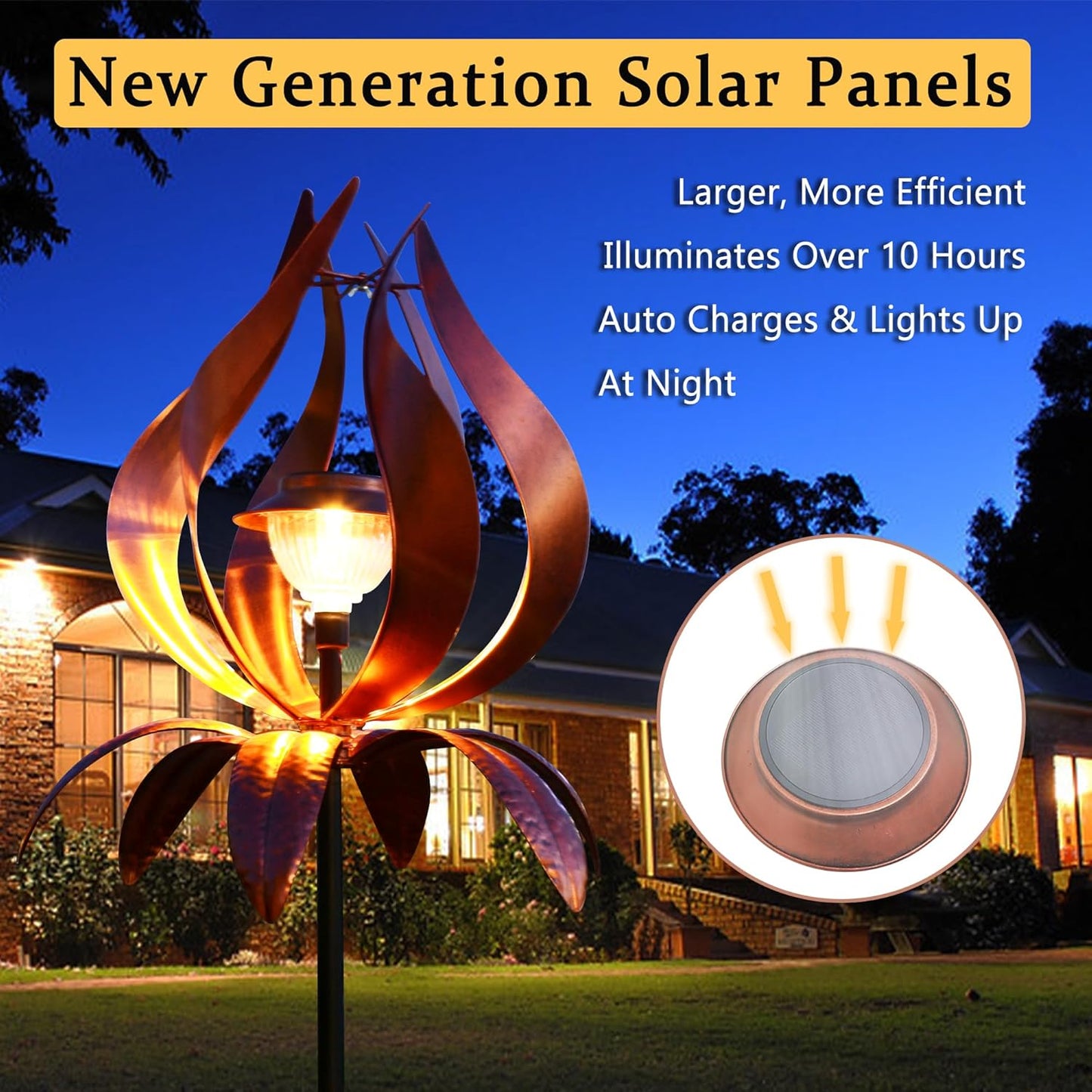 Solar Wind Spinner Outdoor Metal 83 Inch Windmill for Yard Garden Patio Decor Metal Yard Art Garden Art Easter Outdoor Decors Large Landscape Light with Shepherd Hooks Coconut Baskets