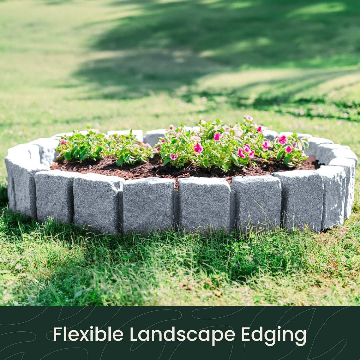 Beuta Landscape Edging | Garden Edging Border | Faux Stone Block XL for Lawn Edging, Flower Beds & Yard Edging – 40 Pack | Each Section Has 6 Blocks 48" L x 4" W x 9.5" H | 120 Spikes | Greystone