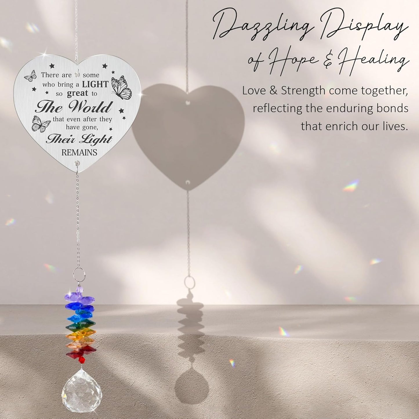 Memorial Suncatcher Ornament - There are Some who Bring a Light - Sympathy Gift for Loss of Loved One - Crystal Rainbow Maker - Bereavement Hanging Crystal Decor - Loss of Mom Dad Friend Pet
