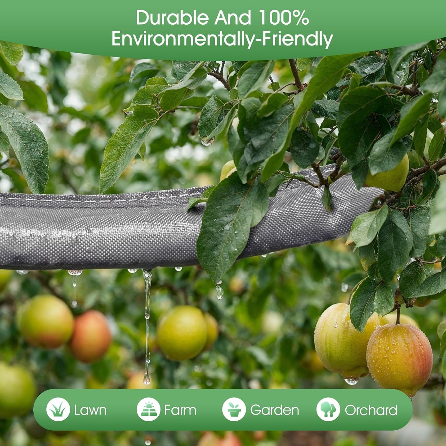 Flat Soaker Hose 50 FT*2Pack for Garden Beds, Linkable Drip Irrigation Hose, Double-Layer PVC, Leakproof & Kink-Resistant, Even Seepage Saves up to 80% Water