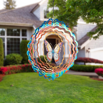 Butterfly Wind Spinners Garden Decor as Birthday Gifts for Women Mom,12 inch 3D Stainless Steel Hanging Wind Spinner Metal Catchers Kinetic Sculpture for Outdoor Decor, Patio,Yard Decorations