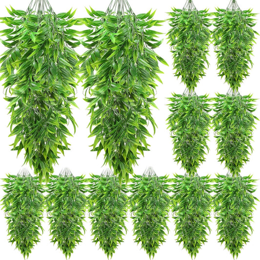 Hoteam 12 Pcs Artificial Hanging Plants 32 Inch Fake Ivy Vines with Fake Leaves Patio Artificial