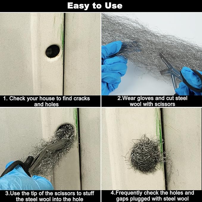 2 Pack Steel Wool Mice Control, 4"*21’ Mouse Traps Fill Fabric DIY Kit, Hardware Cloth Gap Blocker Mouse Rat Rodent Control for Holes, Wall Cracks, Vents(2 Rolls)