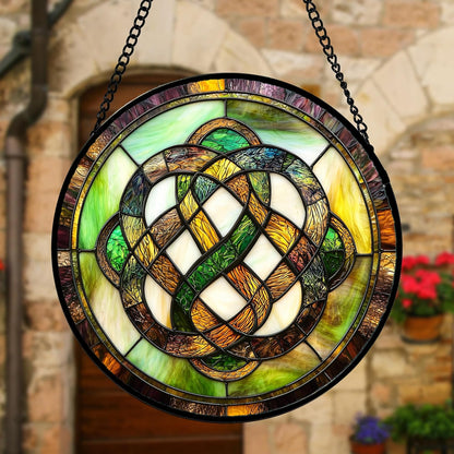 Stained Glass Window Hanging, Tiffany Abstract Totem Sun Catchers Colorful Glass Panel Bless Suncatcher Decor for Birthday for Women, Men, Wife, Aunt, and Mom 6.3 in