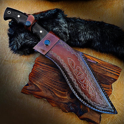 Poshland Handmade Kukri Knife with D2 Steel Blade, Durable G10 Handle, Premium Leather Sheath, Ideal for Carving, Hunting, Outdoor Use, and Gift for Adults