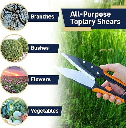 Garden Clippers - Grass Cutter Hand Edging Shears - Straight Yard Scissors for Outdoor Edges, Weeding, or Hedge Shears by Kings County Tools