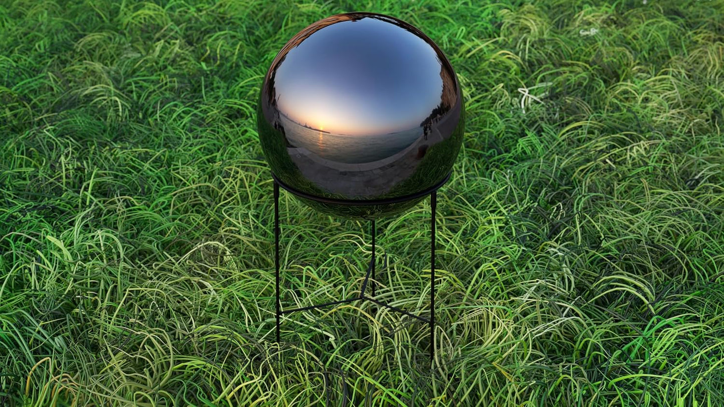 Lulu Decor, Titanium Stainless Steel Gazing Mirror Ball Size 14 with Stand