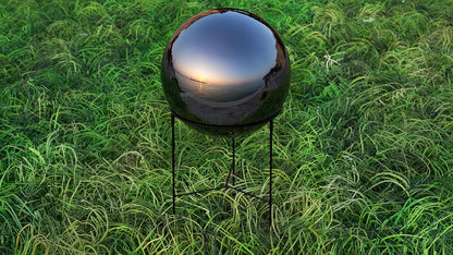 Lulu Decor, Titanium Stainless Steel Gazing Mirror Ball Size 14 with Stand