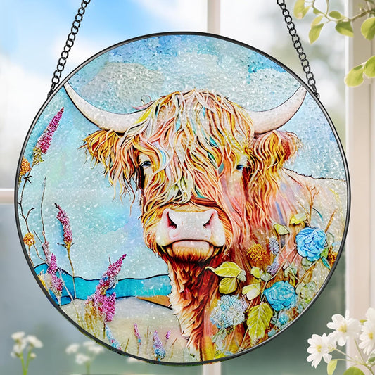 Stained Glass Window Hanging, Stained Glass Suncatcher, Cow Sun Catcher, Window Hanging Decor, Cow
