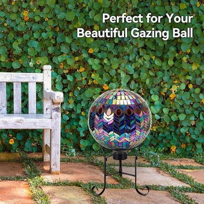 Lily's Home Metal Gazing Ball Stand for 10 or 12 inch Metal and Glass Garden Gazing Globes. Black. 9-inch Tall