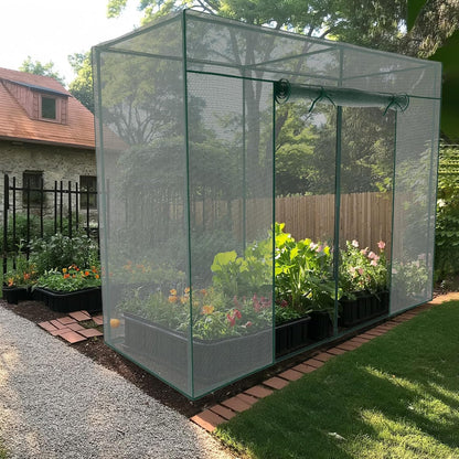 SUNYRISY Garden Plant Netting Crop Cage for Garden Raised Bed, 6.5 x 3.3 x 6 Ft Plant Cover Cage Protectors from Animal for Outdoor Plants with Frame and Zippered Door