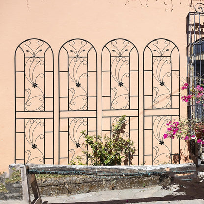 Garden Trellises, 4 Pack Black Metal Coated Rustproof Trellis for Climbing Plants Outdoor, Roses, Vines, Flowers, and Vegetables-86.7" x 19.7"