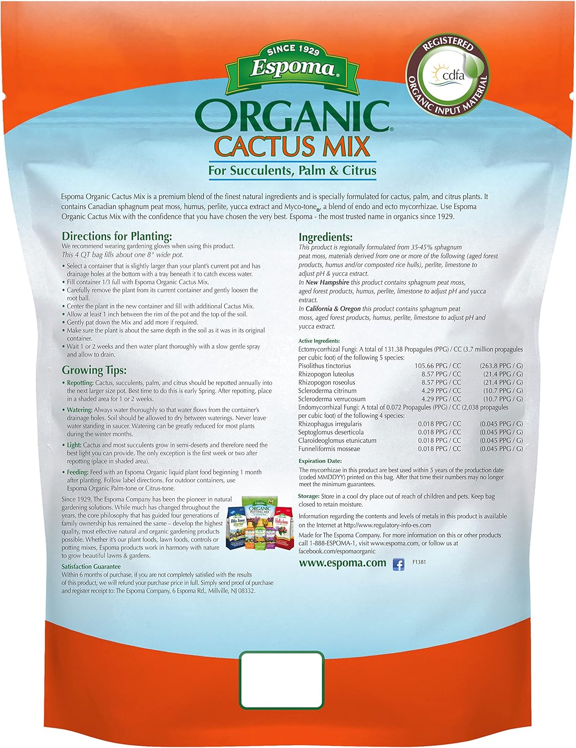 Espoma Organic Cactus Soil Mix 4qt Bag and Cactus! Liquid Plant Food Concentrate 8oz Bottle. Use for Cactus & Succulents - for Organic Gardening - Combo Pack