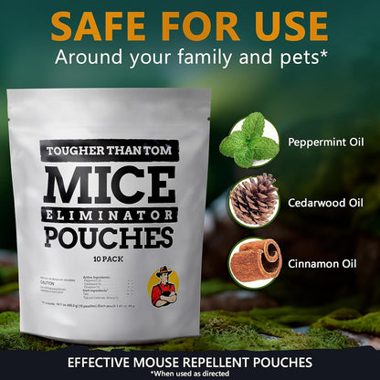 All-Natural Mice Repellent Pouches – Harmless Peppermint Essential Oil Mouse Deterrent - Keep Mice Out of Your Home and Your Family Safe - by Tougher Than Tom