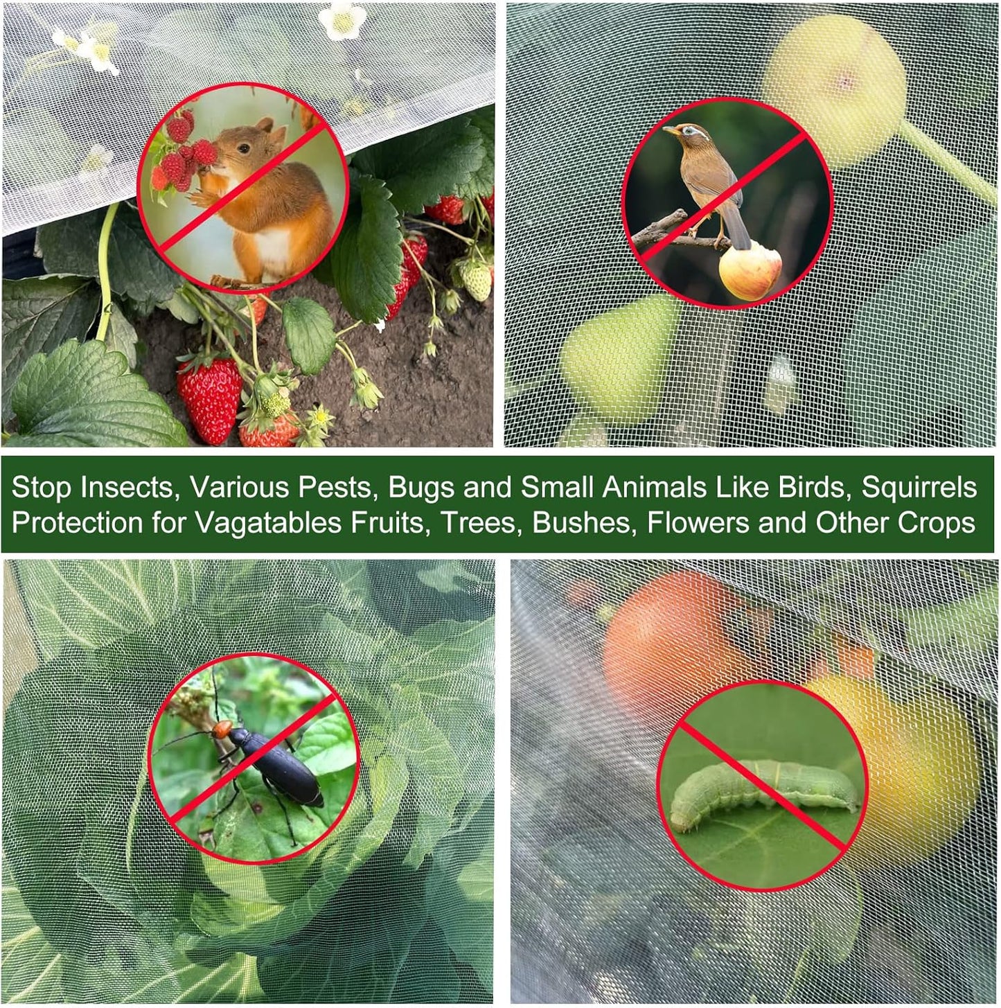 YFFSIDMY Garden Netting 10'x16', Protection Mesh Netting Plant Cover, Ultra Fine Barrier Nets for Row Covers Greenhouse Raised Bed, Vegetable Fruits Crop Screen Keep Animals Birds Away