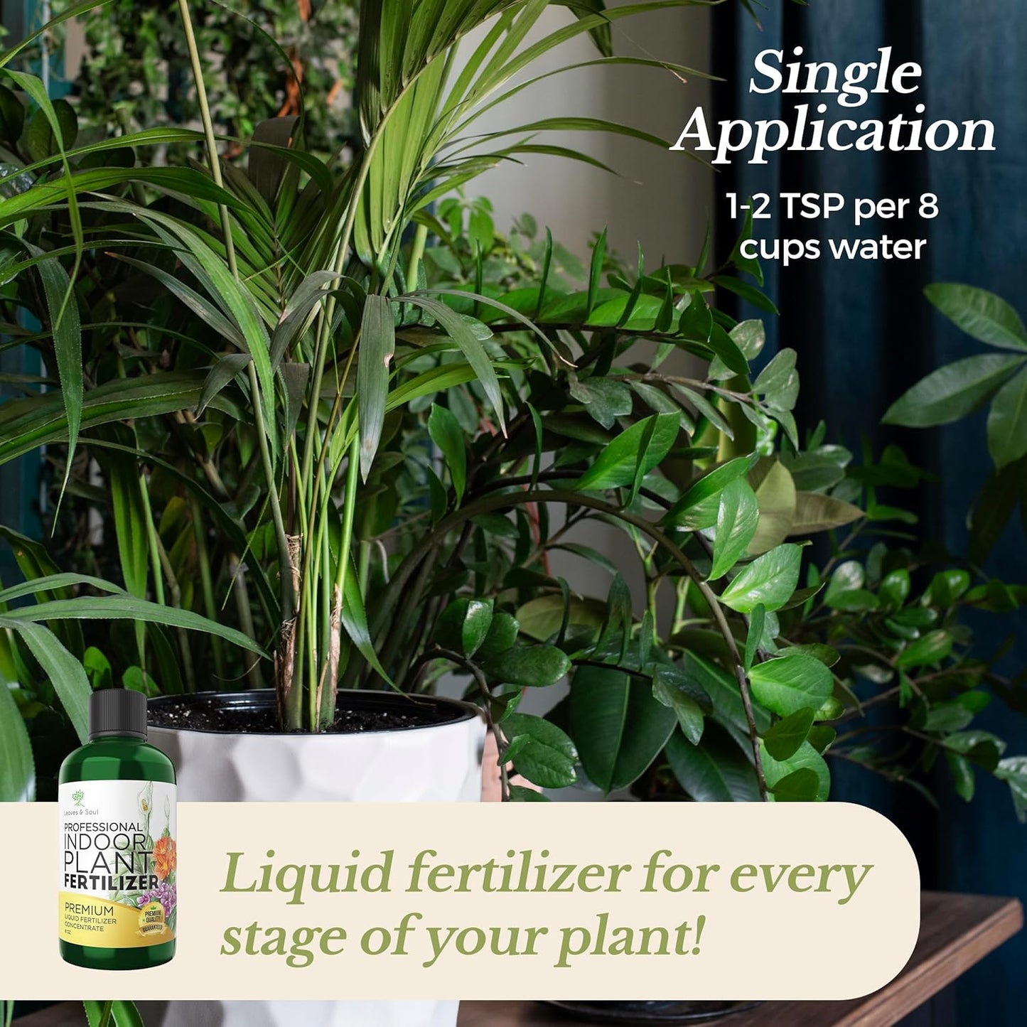 Professional Liquid Indoor Plant Fertilizer | 3-1-2 Concentrate for Plants and Flowers | Multi-Purpose Blend & Gardening Supplies | 8 oz Bottle