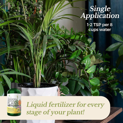 Professional Liquid Indoor Plant Fertilizer | 3-1-2 Concentrate for Plants and Flowers | Multi-Purpose Blend & Gardening Supplies | 8 oz Bottle