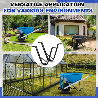 4 Pcs Heavy-Duty Steel Wheelbarrow Stands Trolley Replacement Parts Wheel Barrel Carretilla Bracket for Construction Wheelbarrows Yard Carts Carretillas para Construction Garden Carts